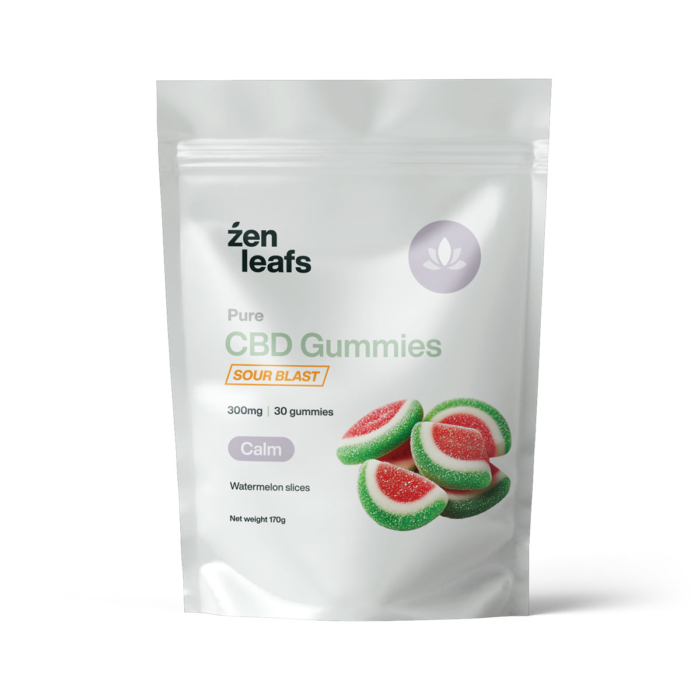 Pure Sour Watermelon CBD Gummies for Calm 300mg (Zen Leafs)